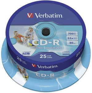 Verbatim CD-R 700MB 52x wrzeciono do druku 25 mm CD-R Verbatim 43439 25 szt.