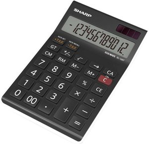 Sharp EL-125T  Kalkulator stołowy czarny Wyświetlacz: 12 energią słoneczną, bateryjne (S x W x G) 112 x 13 x 176 mm