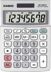 Casio MS-88ECO  Kalkulator stołowy srebrny Wyświetlacz: 8 energią słoneczną, bateryjne (S x W x G) 103 x 31 x 145 mm