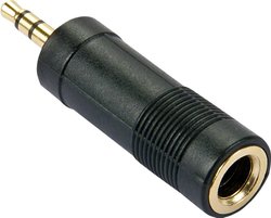 LINDY 35621  Jack Audio Przejściówka, adapter [1x złącze męskie jack 3,5 mm - 1x złącze żeńskie jack 6,3 mm] czarny