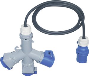 Kompaktowe gniazdo 1x CEE / 2 x gniazdo uziemione Przedłużacz PCE, 1x CEE / 2 x gniazdo uziemione