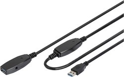 Kabel USB Digitus DA-73107, USB 3.2 Gen1 (USB 3.0), Złącze męskie USB-A, Złącze żeńskie USB-A, 20.00 m