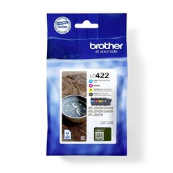 Zestaw ekonomiczny wkładów atramentowych Brother LC-422 z kolorem czarnym, cyjan, żółtym i magenta Brother atrament LC-422VAL tusz oryginalny Combi-Pack Czarny, Cyjan, Magenta, Żółty LC422VAL