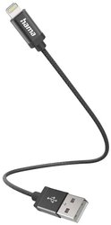 Kabel do ładowania USB Hama, USB 2.0, Złącze męskie Lightning, Złącze męskie USB-A, 0.20 m