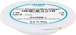 Cyna lutownicza bezołowiowa Felder Löttechnik ISO-Core ''Ultra-Clear'' Sn100Ni+ szpula Sn99,25Cu0,7Ni0,05   1 mm