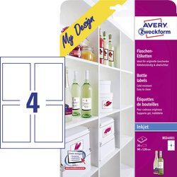 Avery-Zweckform MD4001 Etykiety na butelki 90 x 120 mm Papier biały 20 szt. Trwały Drukarka atramentowa