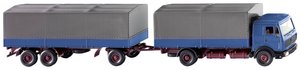 Model ciężarówki Wiking 0455 01 H0 Mercedes Benz Ciężarówka z przyczepą burtową NG, lazurowa