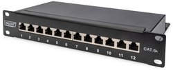 Panel krosowy Digitus CAT 6A, 10'', 12-portowy, ekranowany, 1U, rack, czarny Patchpanel Digitus DN-91612S-EA, 12 Portów, 254 mm (10''), 1 U