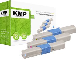 KMP Toner, zestaw Zamiennik OKI 44973535, 44973534, 44973533 Cyjan, Magenta, Żółty 1500 strony Toner KMP O-T37V 3341,0030, 1 zest.