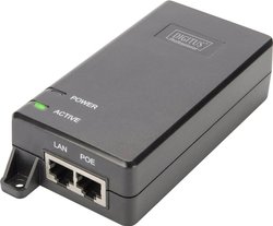 Digitus DN-95103-2 Injektor PoE 1 GBit/s IEEE 802.3at (25.5 W), IEEE 802.3af (12.95 W)