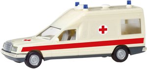 Model pojazdu uprzywilejowanego Herpa 094153 H0 Mercedes Benz Miesen KTW, DRK
