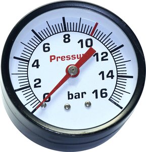 Manometr 16 bar 60 mm - 1/4 cala AG Ciśnienie ze skalą ciśnienia Manometr Aerotec 9052071