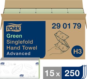 Chusteczki do nosa Tork Zickzack H3 Advanced, bardzo chłonne, 2-warstwowe, 15 x 250 ręczników TORK 290179 Zickzack Advanced Ręczniki papierowe (D x S) 23 cm x 25 cm zielony  3750 szt.