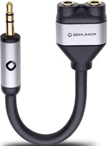 Oehlbach 60021 i-Connect J-AD Jack Audio Adapter Y [1x złącze męskie jack 3,5 mm - 2x złącze żeńskie jack 3,5 mm] czarny