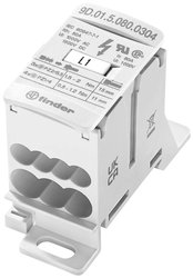 Blok przyłączeniowy szyn 80A do łączenia i rozdzielania linii silnoprądowych w szafach sterowniczych i rozdzielniach na szynę 35 mm  Dystrybutor Finder 9D.01.5.080.0304, 80 A