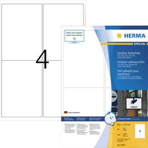 Herma 9539 Etykiety foliowe 99.1 x 139 mm Folia matowa biały 160 szt. Bardzo mocny Drukarka Laserowa, Drukarka Laserowa, kolorowa, Kopiarka, Drukarka z funkcją kopiowania w kolorze
