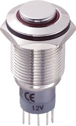Przełącznik wciskany, wandaloodporny zatrzask TRU COMPONENTS LAS2GQH-11ZE/R/12V/N/P, 1 x wł/wł, 1 szt.