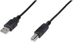 Kabel przyłączeniowy Digitus USB, typ A - B, wtyczka / wtyczka, długość 1 m, kompatybilny z USB 2.0, czarny Kabel USB Digitus AK-300102-010-S, USB 2.0, Złącze męskie USB-A, Złącze męskie USB-B, 1.00 m