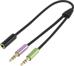 SpeaKa Professional SP-7870576  Jack Audio Adapter Y [2x złącze męskie jack 3,5 mm - 1x złącze żeńskie jack 3,5 mm] czarny