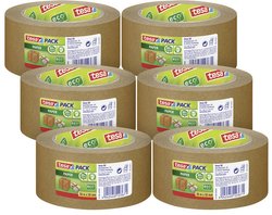 tesapack Paper ecoLogo w opakowaniu 6 szt. - ekologiczna taśma pakowa wykonana z papieru, 60% biomateriału - brązowa - 6 rolek po 50 m każda Taśma pakowa tesa 57180 (D x S) 50 m x 50 mm 50 m 6 szt.