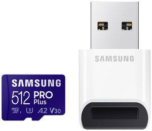 Karta pamięci SDXC Samsung PRO Plus, 512 GB, Class 10, Class 10 UHS-I, UHS-I, v30 Video Speed Class