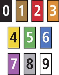 Klip identyfikacyjny 2–2,8 mm międzynarodowy nadruk kodu koloru oporności 0–9 Oznacznik kablowy HellermannTyton WIC0-0-9-PA66-Special 561-00100, 200 szt.