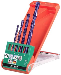 Zestaw wierteł krętych do kamienia kwb  51300 4 mm, 5 mm, 6 mm, 8 mm 4 szt.