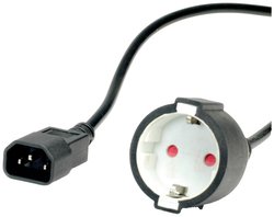 Kabel zasilający VALUE, wtyk C14 do gniazda ze stykiem ochronnym, czarny, 0,3 m Przejściówka zasilający Value 19.99.1117 czarny 0.30 m