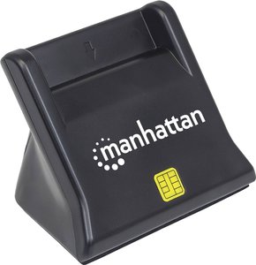 Manhattan USB czytnik kart / SIM z podstawką Czytnik styków USB 2.0 typ A do pulpitu czarny Czytnik kart chip Manhattan 102025 1 szt.