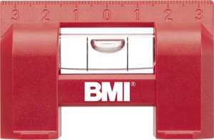 Plastikowa poziomica BMI ELEVEL z czerwonym gniazdem w blistrze Poziomica BMI 687070002M