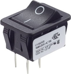 Przełącznik Arcolectric (Bulgin Ltd.) C1350VBAAF, 250 V/AC, 16 A, 2 x wył/wł, zatrzask, 1 szt.