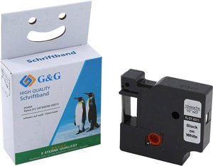 Taśma do nadruku  G&G 10286 zamiennik Zamiennik DYMO 45013, S0720530  Kolor taśmy: biały Kolor nadruku: czarny 12 mm 7 m