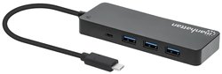 Manhattan 7-portowy koncentrator USB 3.2 Gen 1 Type-C Hub USB-C męski na siedem USB-A żeński 5 Gbit/s SuperSpeed USB (wcześniej USB 3.0) USB zasilany czarny Hub USB 3.0 Manhattan 168410 czarny