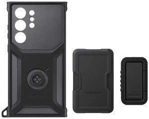 Samsung Rugged Gadget Case Futerał backcase Samsung Galaxy S23 Ultra czarny, tytanowy Odporny na wstrząsy, Funkcja podstawki
