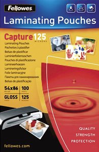 Fellowes Folia do laminowania 86 x 54 mm, Karta kredytowa 125 micron błyszcząca  100 szt.