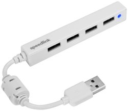 Hub USB SpeedLink Snappy Slim, 4-portowy, USB 2.0, pasywny, biały Hub USB 2.0 SpeedLink Snappy Slim 4 Porty biały
