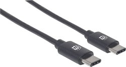 Kabel USB Manhattan USB 2.0 Typ C-Kabel Typ C-Stecker auf Typ C-Stecker 480 Mbit/s 0,5 m schwarz, USB 2.0, Złącze męskie USB-C®, 0.50 m