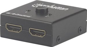 Dwukierunkowy 2-portowy rozdzielacz HDMI Manhattan 4K / przełącznik ręczny wybór 4K @ 30Hz pasywny (nie wymaga zasilacza), czarny Splitter HDMI Manhattan 207850 1 szt.