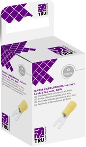 TRU COMPONENTS T1904C122 Złącze widełkowe  4 mm² 6 mm² Średnica otworu=5.30 mm Izolowane częściowo żółty 15 szt.