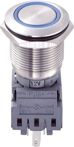 Przycisk wandaloodporny chwilowy TRU COMPONENTS LAS1-BGQ-11E/B/12V, 1 x wył/(wł), IP67, 1 szt.