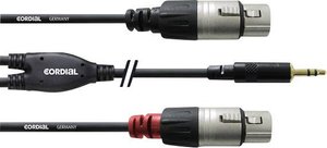 Przejściówka Cordial  [1x złącze męskie jack 3,5 mm - 2x złącze żeńskie XLR] 1.80 m