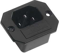 złącze męskie do wbudowania pionowego C14 2 + PE  10 A czarny K & B 42R321121 1 szt.