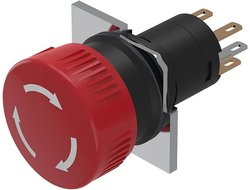 EAO 51-253.022 Seria 51 Przełącznik Stop Twist Release Czerwony 1NC/1NO Zacisk wtykowy Przycisk zatrzymania awaryjnego eao 51-253.022, 16.20 mm, 5, 1 szt.