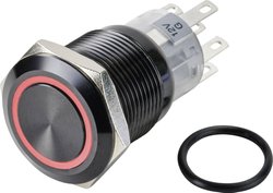 Przycisk TRU COMPONENTS LAS1-AGQ-22E/R/12V/A TC-9428172, 19 mm, 250 V/AC, 3 A, 1 szt.