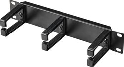 Panel do zarządzania kablami Renkforce z 3 pierścieniami do kabli, 25,4 cm (10''), 1U, czarny Uchwyt kablowy Renkforce RF-4746652, 10 cal, 1 U