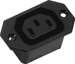 złącze żeńskie do wbudowania pionowego C13 2 + PE  10 A czarny K & B 43R031111 1 szt.