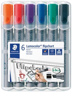 Marker do flipchartu Staedtler Lumocolor® flipchart marker 356 B 356 B WP6 2 - 5 mm czarny, niebieski, czerwony, zielony, pomarańczowy, liliowy 6 szt.