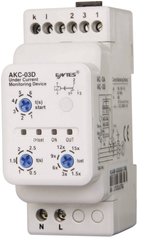 Przekaźnik monitorowania prądu AKC-03D z przekładnikem prądowym CT-25 Przekaźnik monitorujący ENTES AKC-03D 101346, 8 A, 1 szt.