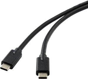Kabel połączeniowy Renkforce USB 3.2 (Gen 2x2) [1x wtyczka USB-C ™ - 1x wtyczka USB-C ™] 2,00 m Czarne pozłacane styki wtykowe Kabel USB Renkforce, USB 3.2 Gen2x2, Złącze męskie USB-C®, 2.00 m