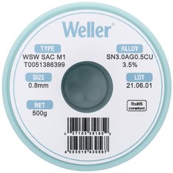 Cyna lutownicza bezołowiowa Weller WSW SAC M1 szpula Sn3,0Ag0,5Cu 500 g 0.8 mm